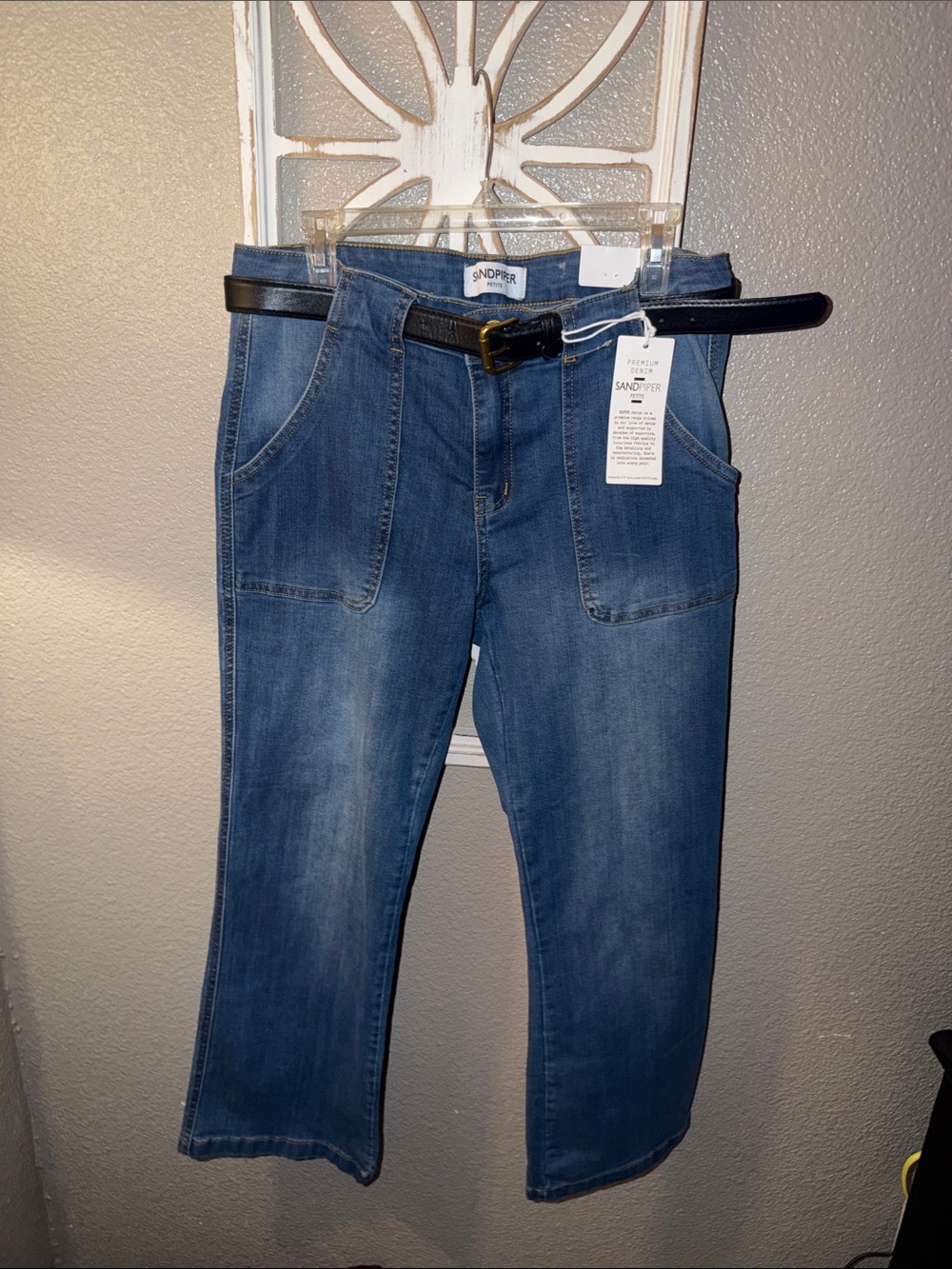 Sundry Blue Cropped Denim Jeans with Black Belt